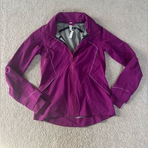 Purple Lululemon zip up jacket with hideaway hood